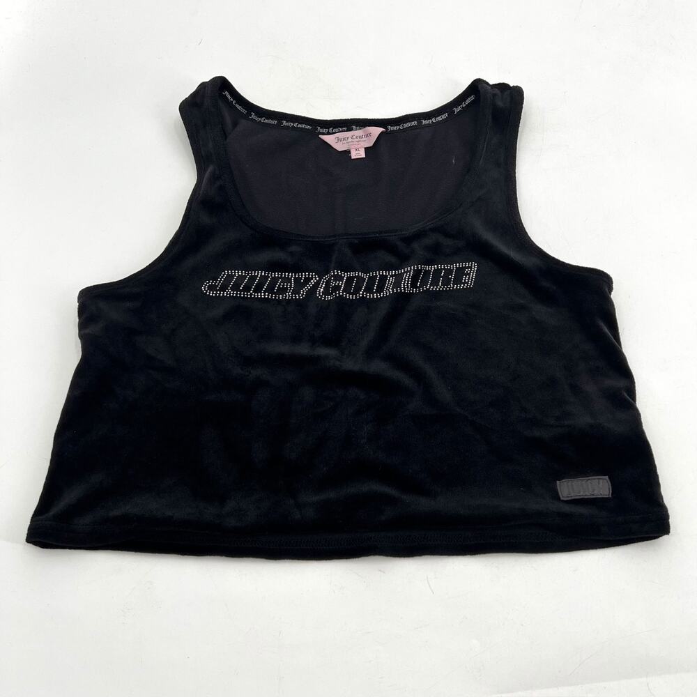 Juicy Couture Black Velour Tank with Rhinestones XL